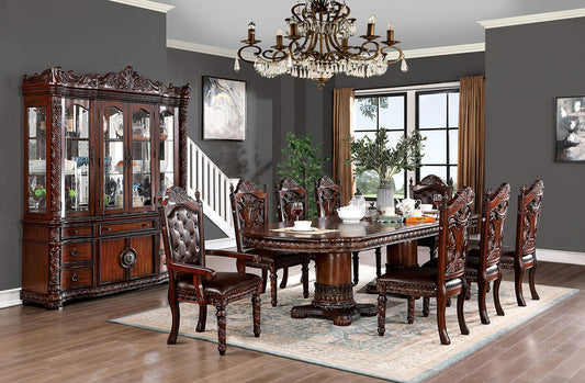 Furniture of America - Canyonville 9 Pc. Dining Table Set (2AC+6SC) in Brown Cherry/Dark Brown - CM3144T-9PC View 1
