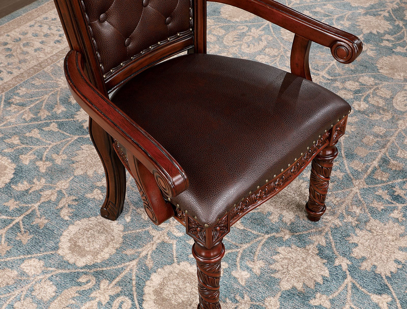 Furniture of America - Canyonville Arm Chair Set of 2 in Brown Cherry/Dark Brown - CM3144AC-2PK View 3
