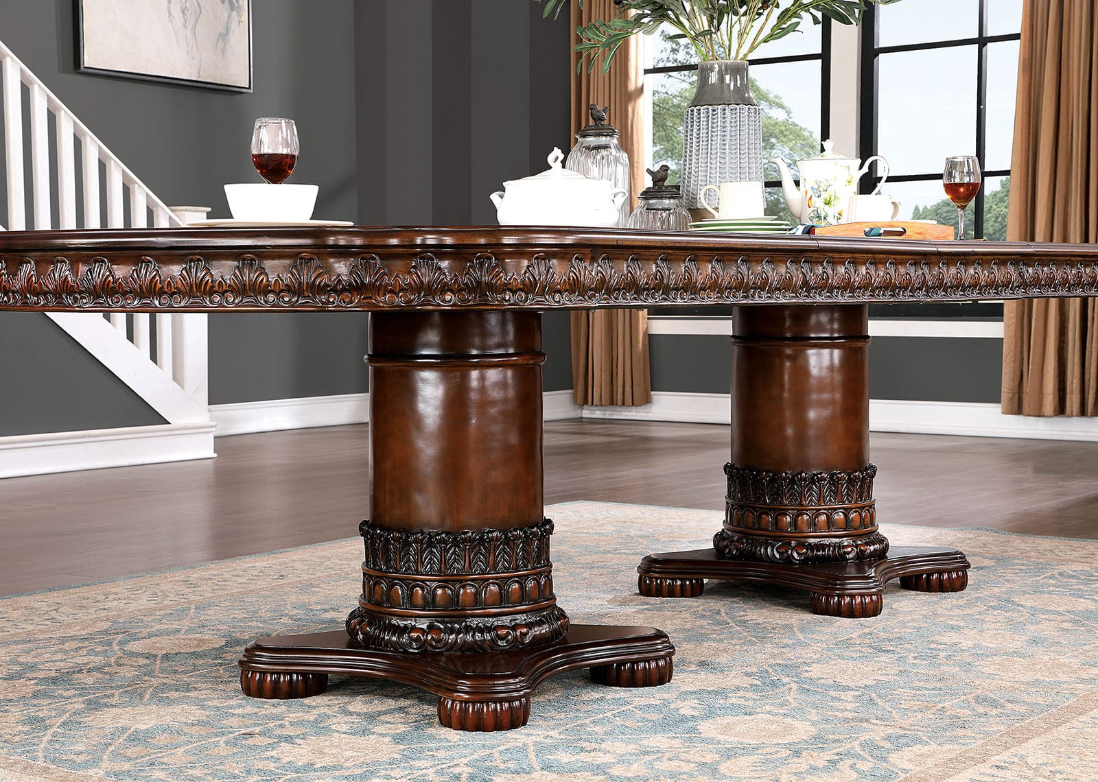 Furniture of America - Canyonville Dining Table in Brown Cherry - CM3144T-TABLE View 2