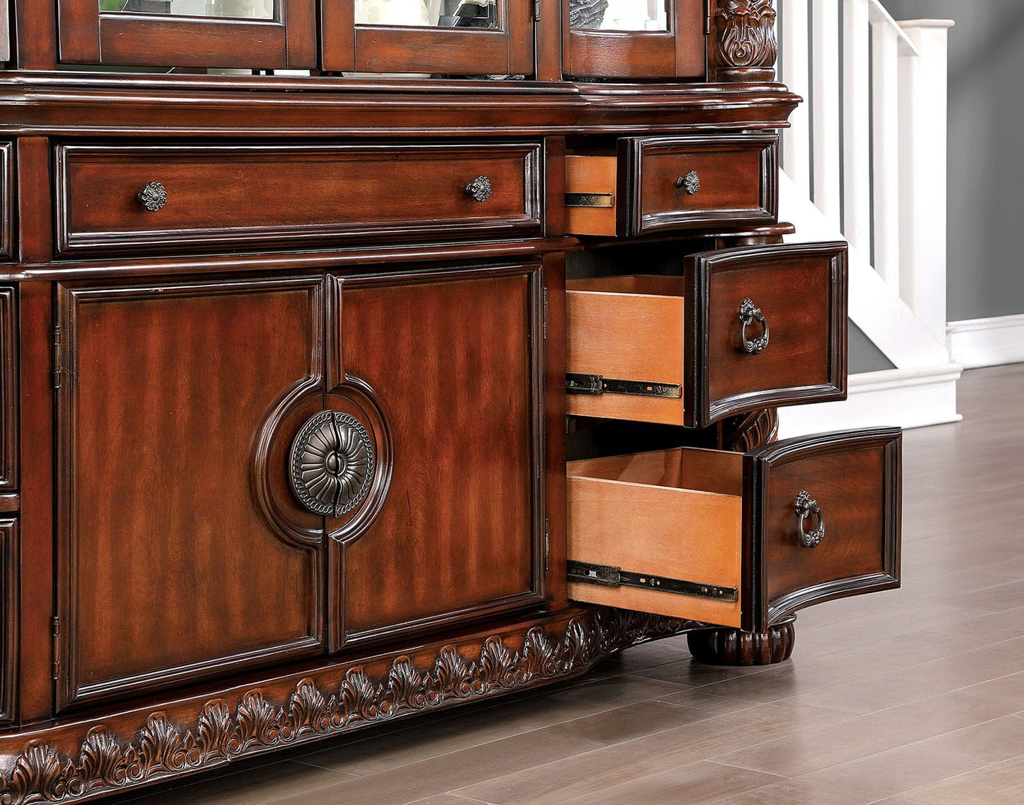 Furniture of America - Canyonville Hutch & Buffet in Brown Cherry - CM3144HB-SET View 4