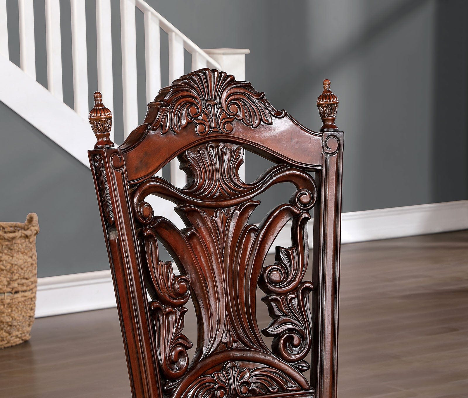 Furniture of America - Canyonville Side Chair Set of 2 in Brown Cherry/Dark Brown - CM3144SC-2PK View 2