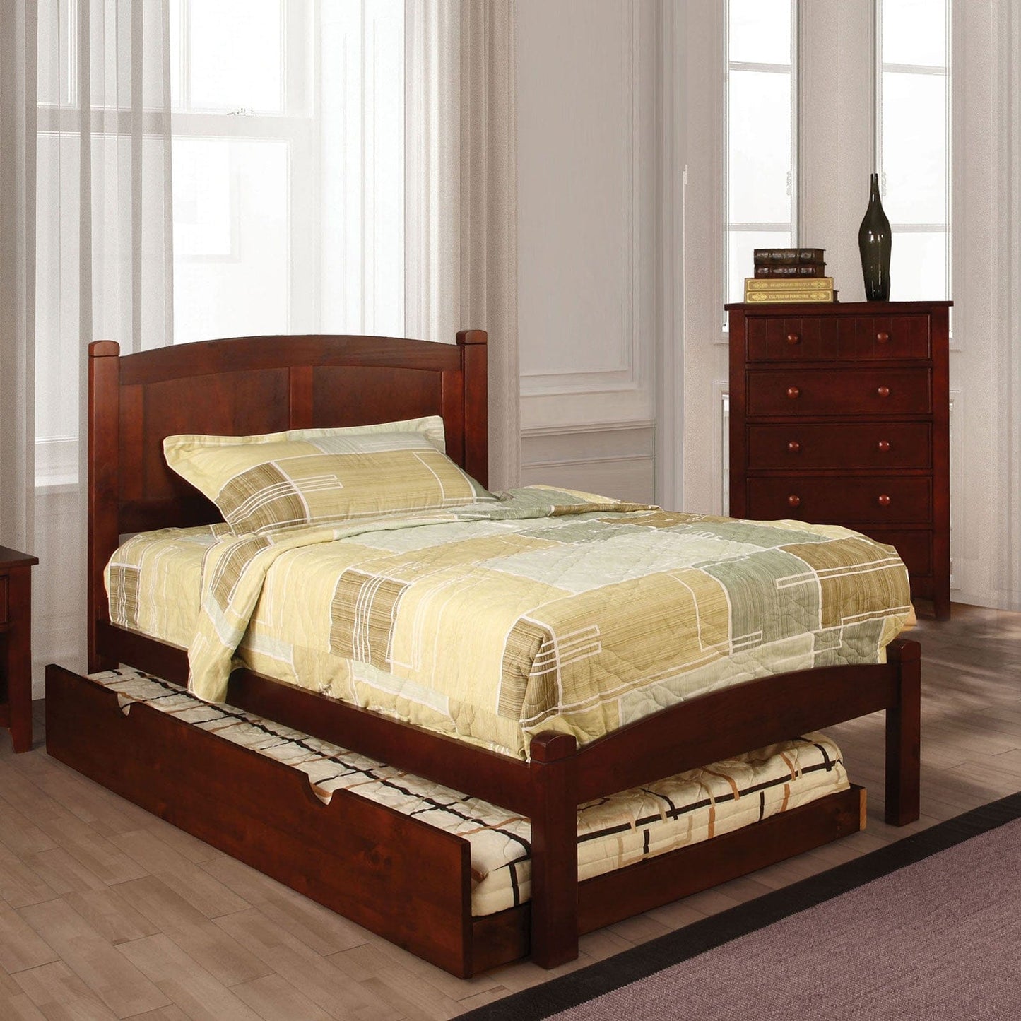 Furniture of America - Cara 4 Pc. Twin Bedroom Set in Cherry - CM7903CH-T-4PC View 2