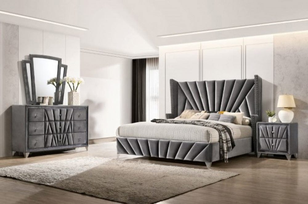 Furniture of America - Carissa 5 Pc. Queen Bedroom Set w/ 2NS in Gray - CM7164Q-5PC-2NS