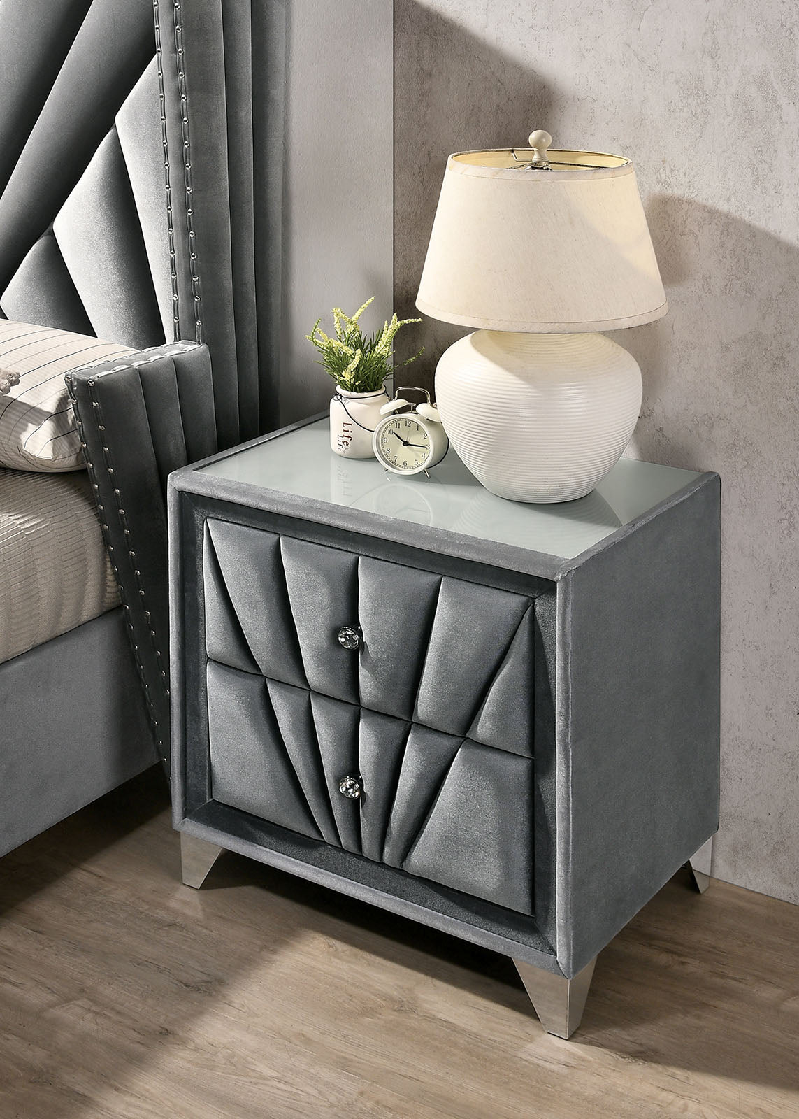 Furniture of America - Carissa Nightstand in Gray - CM7164N View 2