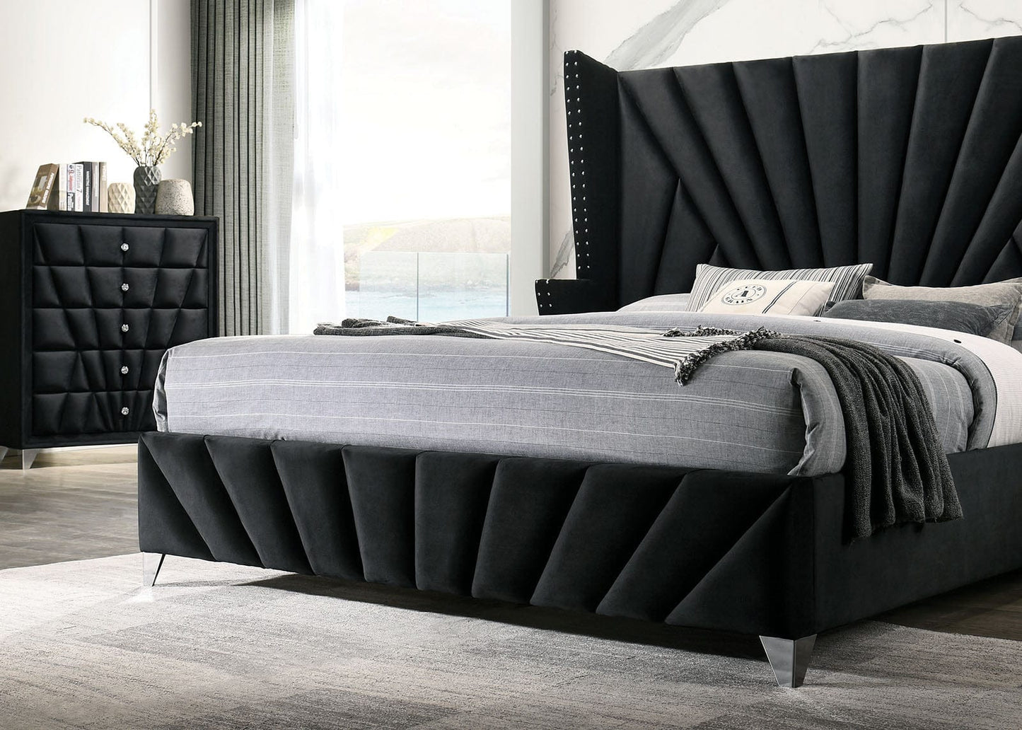 Furniture of America - Carissa Queen Bed in Black - CM7164BK-Q-BED View 3