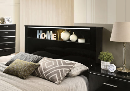 Furniture of America - Carlie 5 Pc. Queen Bedroom Set w/ Chest in Black/Chrome - FOA7039Q-5PC-CHEST View 2