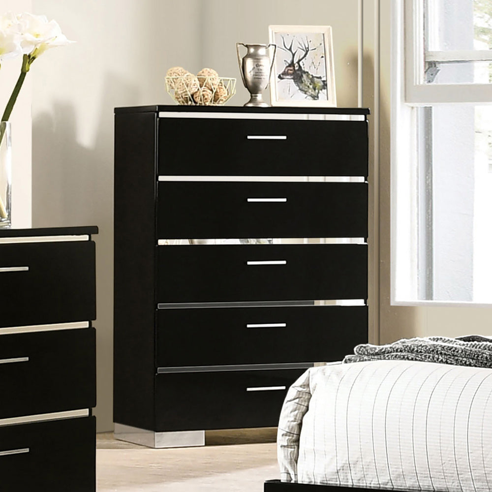 Furniture of America - Carlie Chest in Black/Chrome - FOA7039C View 1