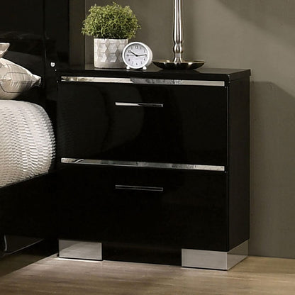 Furniture of America - Carlie Nightstand w/ USB in Black/Chrome - FOA7039N View 1