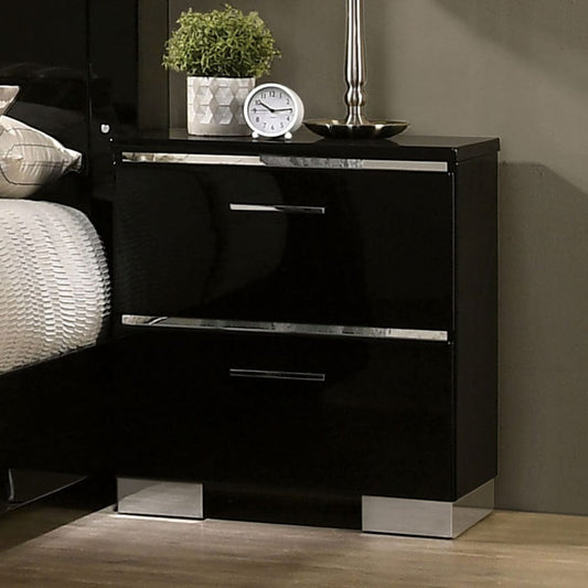 Furniture of America - Carlie Nightstand w/ USB in Black/Chrome - FOA7039N View 1
