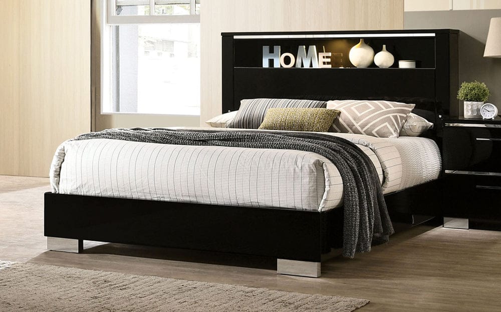 Furniture of America - Carlie Queen Bed in Black/Chrome - FOA7039Q-BED View 1