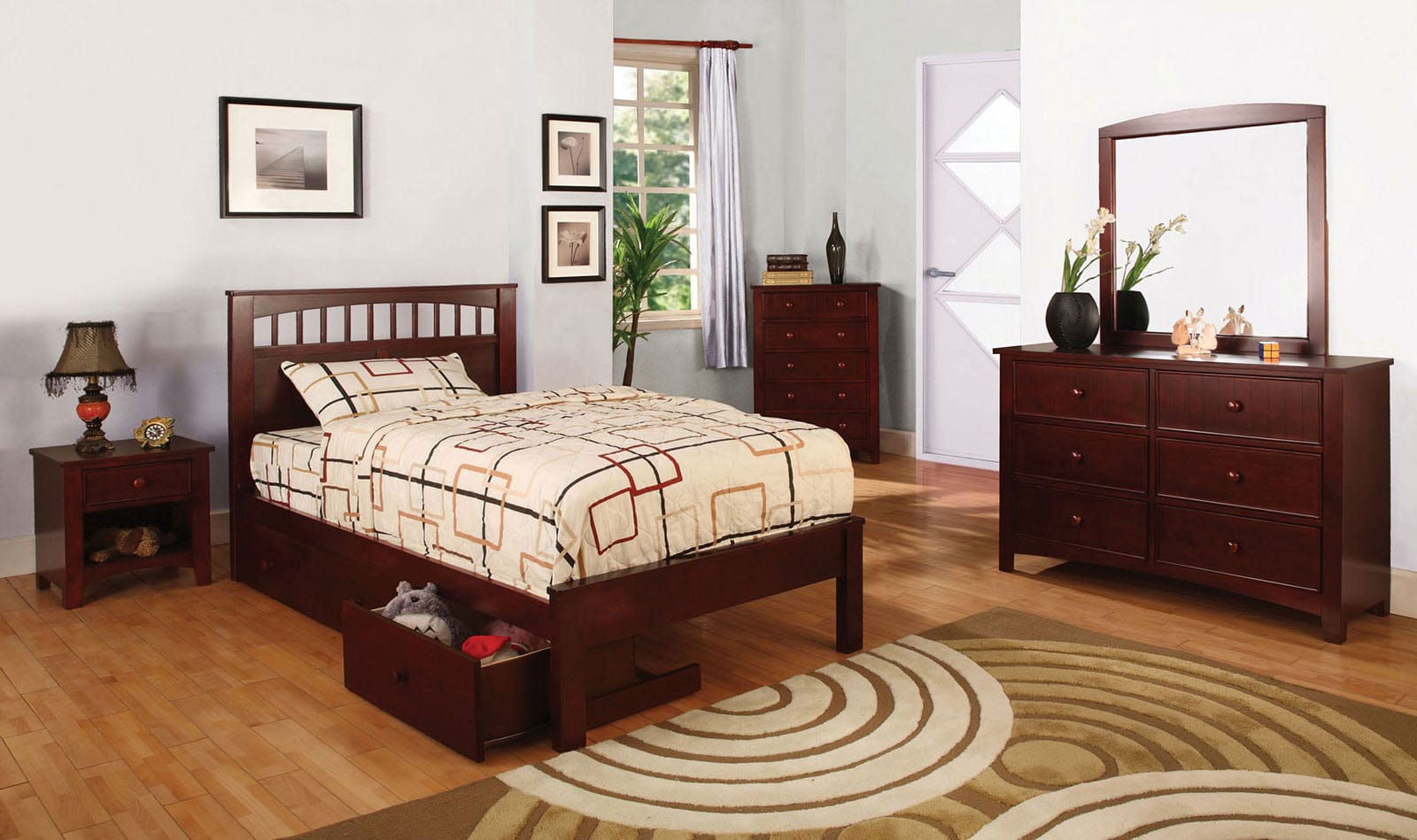 Furniture of America - Carus Twin Bed in Cherry - CM7904CH-T-BED View 2