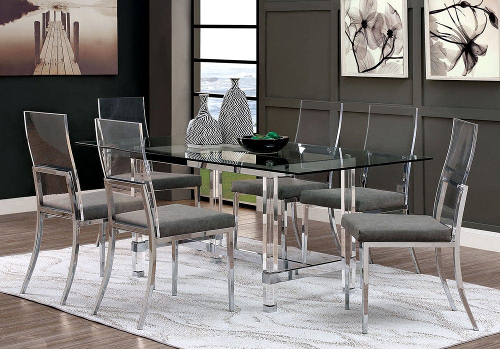 Furniture of America - Casper 7 Pc. Dining Table Set in Acrylic - CM3654T-7PC View 1
