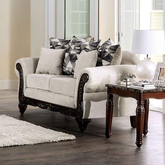 Furniture of America - Cassani Loveseat in Light Gray/Walnut - SM7756-LV View 1