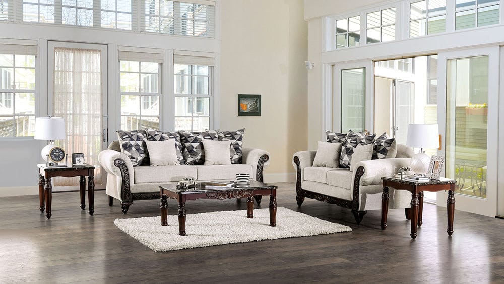 Furniture of America - Cassani Sofa + Loveseat in Light Gray/Walnut - SM7756-2PC View 1
