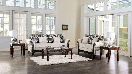 Furniture of America - Cassani Sofa + Loveseat in Light Gray/Walnut - SM7756-2PC View 1