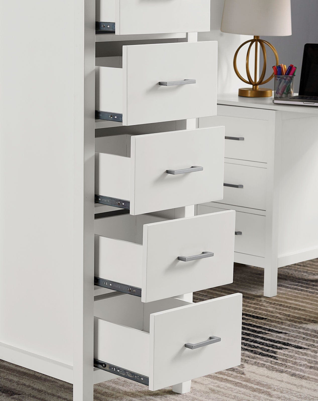 Furniture of America - Cassidy Twin Loft Bed w/ Drawers in White - CM-BK970-BED View 3