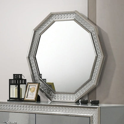 Furniture of America - Cassiopeia Decagon Mirror w/ LED in Metallic Gray - FM7253GY-M View 1