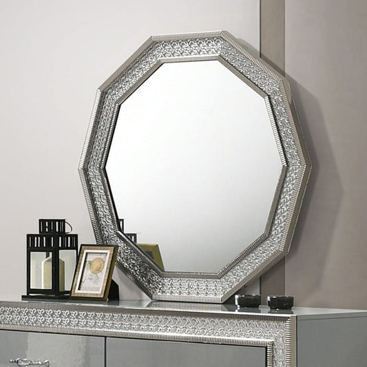 Furniture of America - Cassiopeia Decagon Mirror w/ LED in Metallic Gray - FM7253GY-M View 1