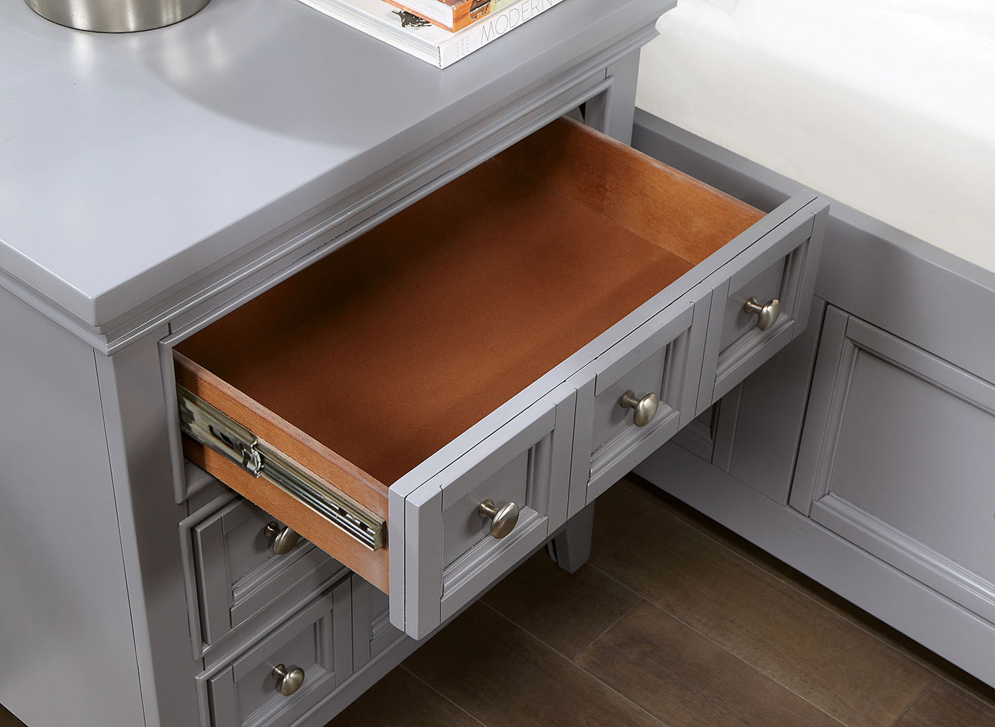 Furniture of America - Castlile Nightstand w/ USB in Gray - CM7413GY-N View 3