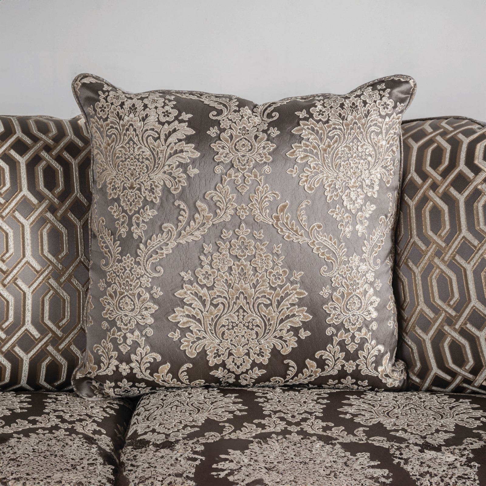Furniture of America - Catalonia Sofa + Loveseat in Beige/Dark Cherry - SM6451-2PC View 6