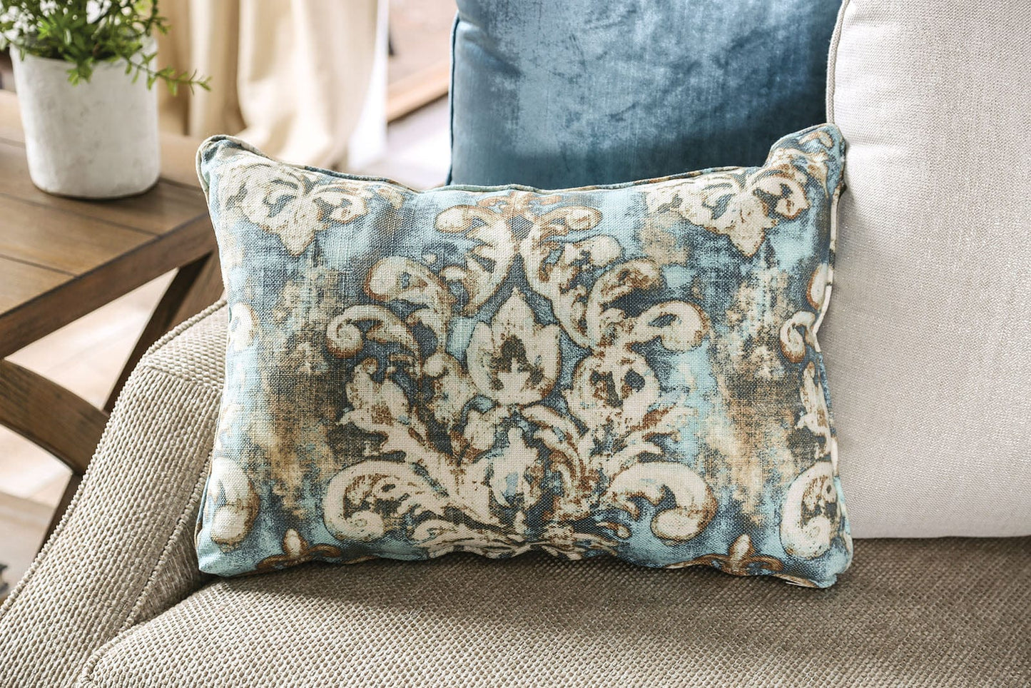 Furniture of America - Catarina Sofa + Loveseat in Beige/Teal - SM2287-2PC View 3