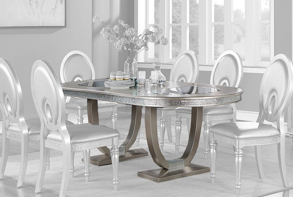 Furniture of America - Cathalina Oval Dining Table in Silver - CM3541SV-T-TABLE View 1