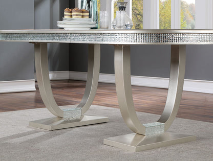 Furniture of America - Cathalina Oval Dining Table in Silver - CM3541SV-T-TABLE View 2