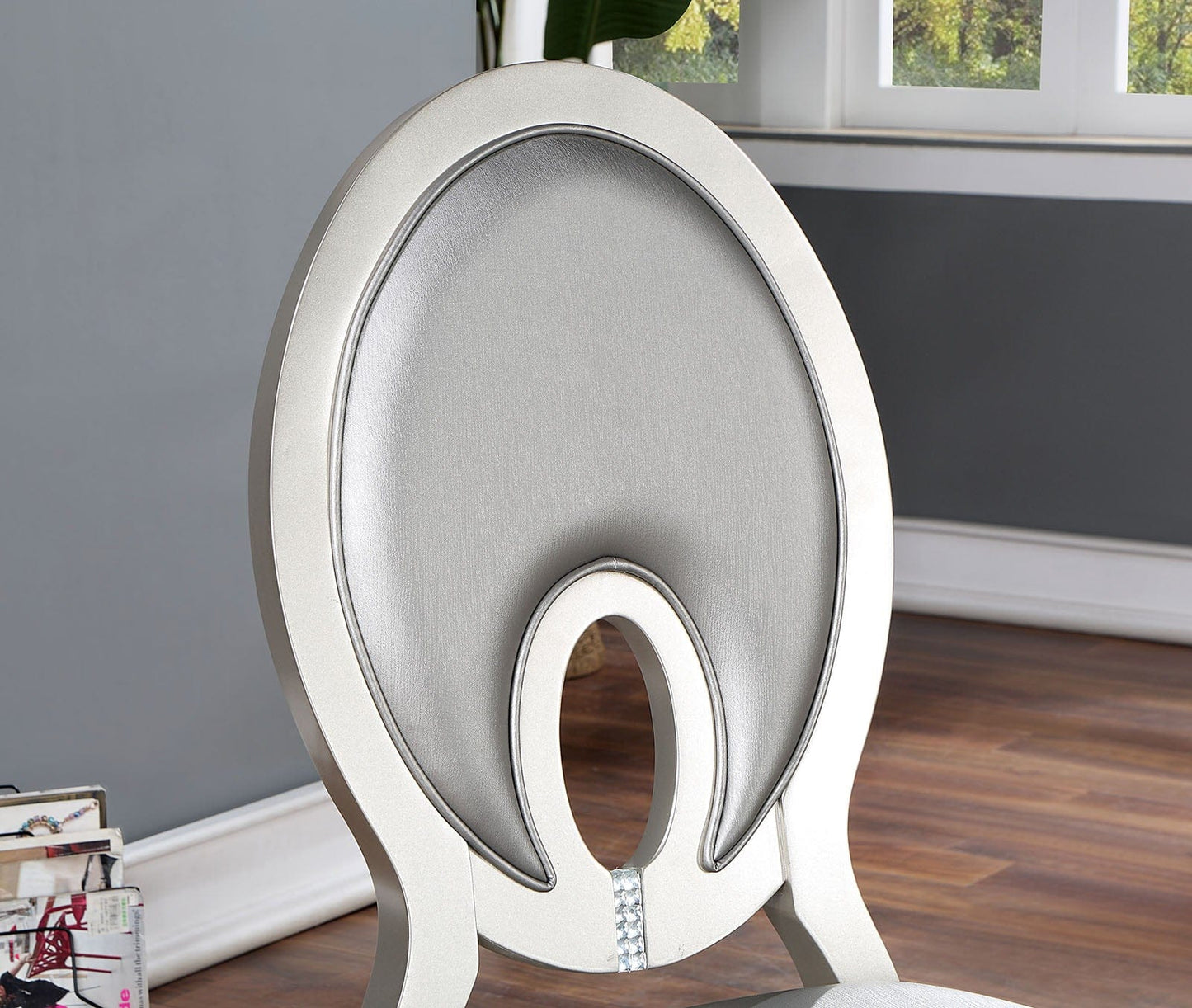 Furniture of America - Cathalina Side Chair Set of 2 in Silver - CM3541SV-SC-2PK View 2