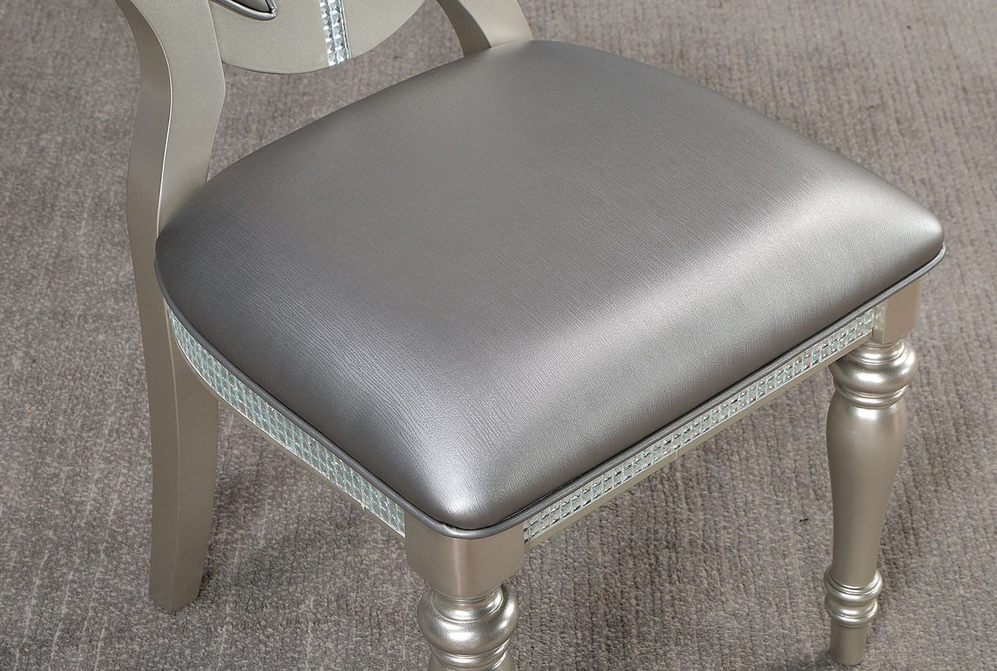 Furniture of America - Cathalina Side Chair Set of 2 in Silver - CM3541SV-SC-2PK View 3