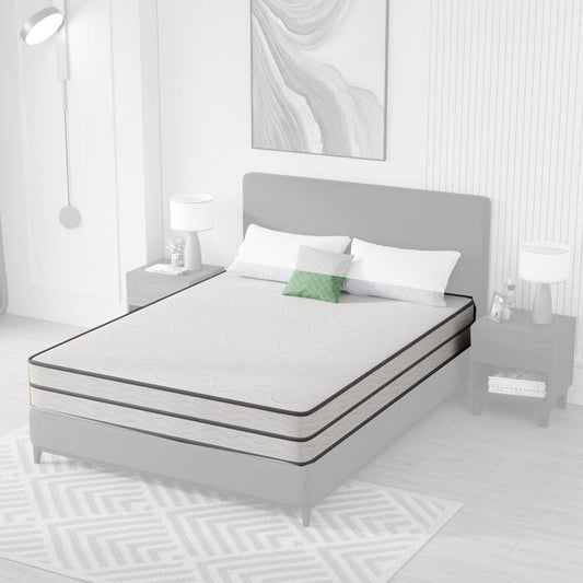 Furniture of America - Catmint 10" Queen Innerspring Mattress (Roll-In-Box) in White/Gray - DM910-Q View 1