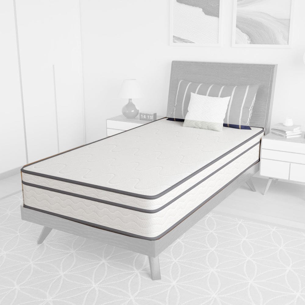 Furniture of America - Catmint 10" Twin Innerspring Mattress (Roll-In-Box) in White/Gray - DM910-T View 1