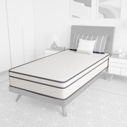Furniture of America - Catmint 10" Twin Innerspring Mattress (Roll-In-Box) in White/Gray - DM910-T View 1
