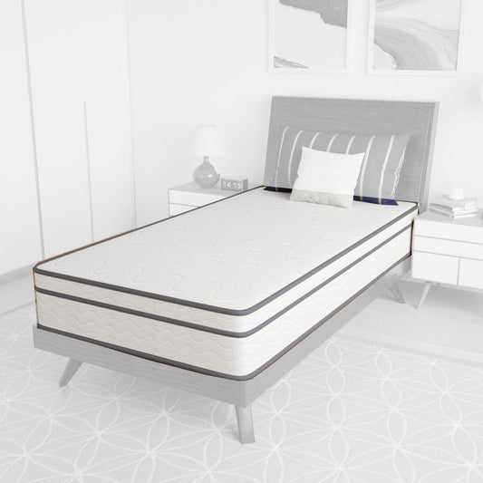 Furniture of America - Catmint 10" Twin Innerspring Mattress (Roll-In-Box) in White/Gray - DM910-T View 1