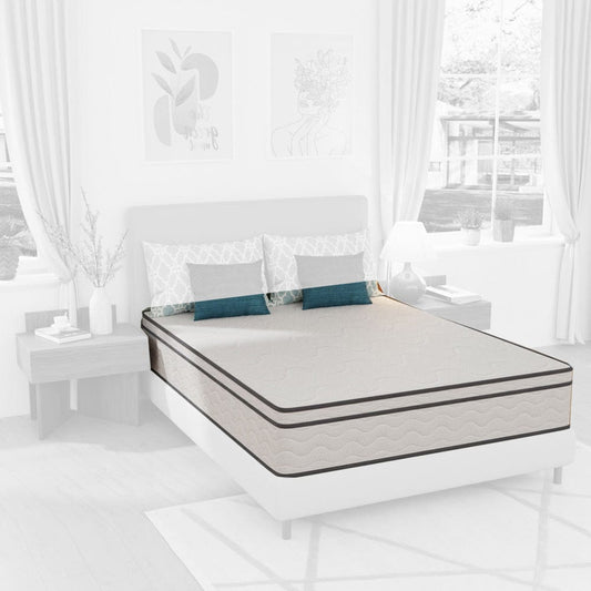 Furniture of America - Catmint 12" Queen Innerspring Mattress (Roll-In-Box) in White/Gray - DM912-Q View 1