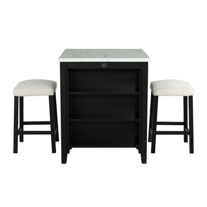 Furniture of America - Chalcedony 3 Pc. Counter Ht. Table Set w/ USB in Black/White/Ivory - SL3401BK-PT-3PK View 1