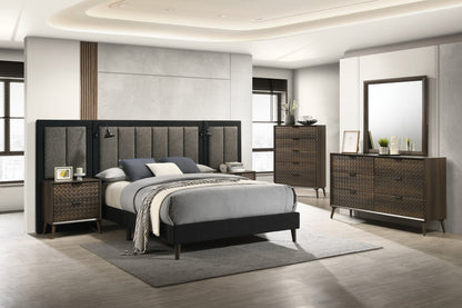 Furniture of America - Chalfont Queen Bed w/ Wall Panel in Dark Brown - FM7272DB-Q-BED+WP View 2