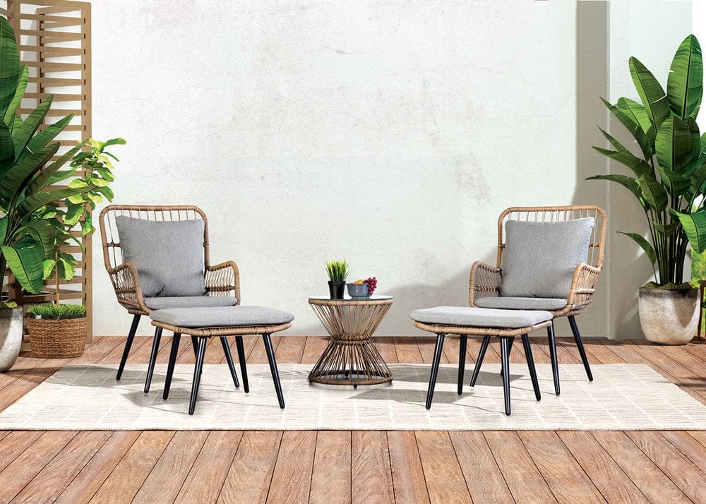 Furniture of America - Chandu 5 Pc. Conversation Set in Natural/Black - LA-A021NT-5PK View 1
