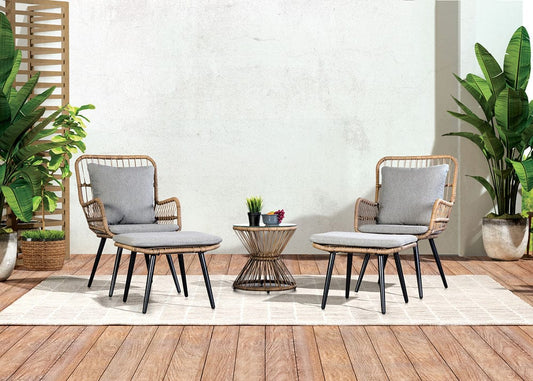Furniture of America - Chandu 5 Pc. Conversation Set in Natural/Black - LA-A021NT-5PK View 1