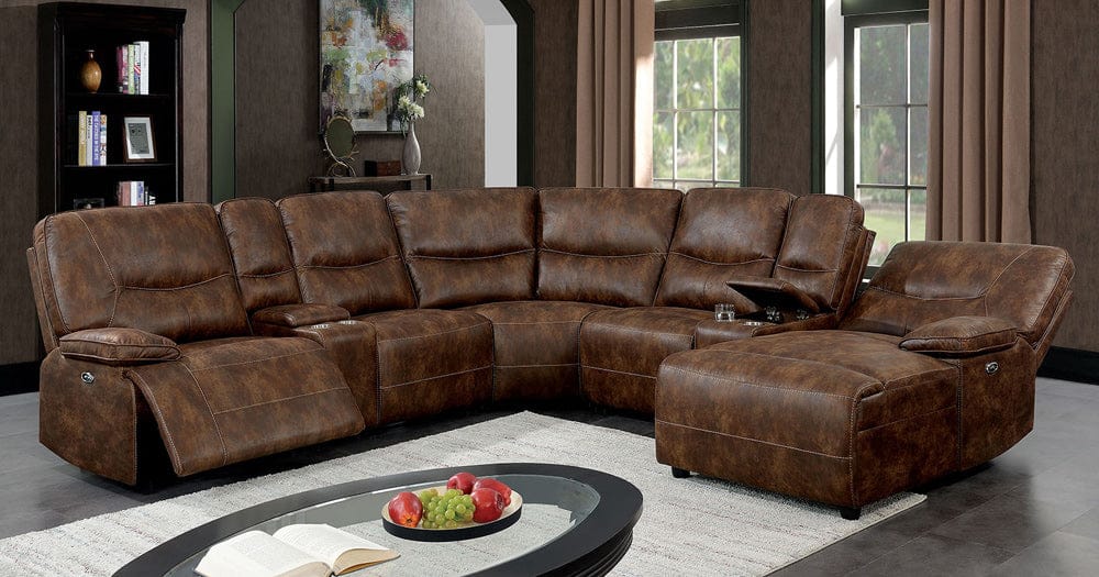 Furniture of America - Chantelle Power Sectional in Brown - CM6229BR-SECT View 1