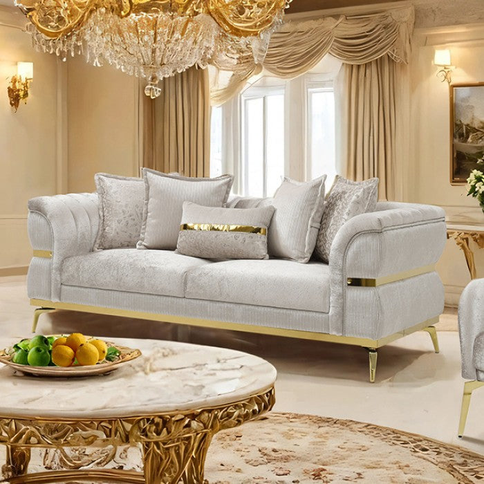 Furniture of America - Charlevoix Sofa in Beige/Gold - FM67003BG-SF View 1
