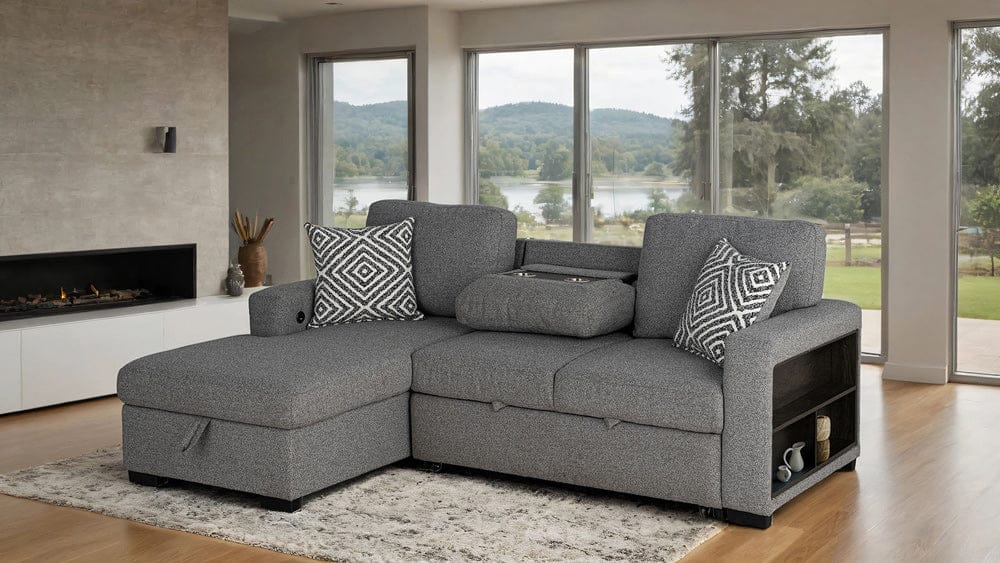 Furniture of America - Chatham Left-Chaise Sectional in Gray - FM64005GY-SECT-L View 1