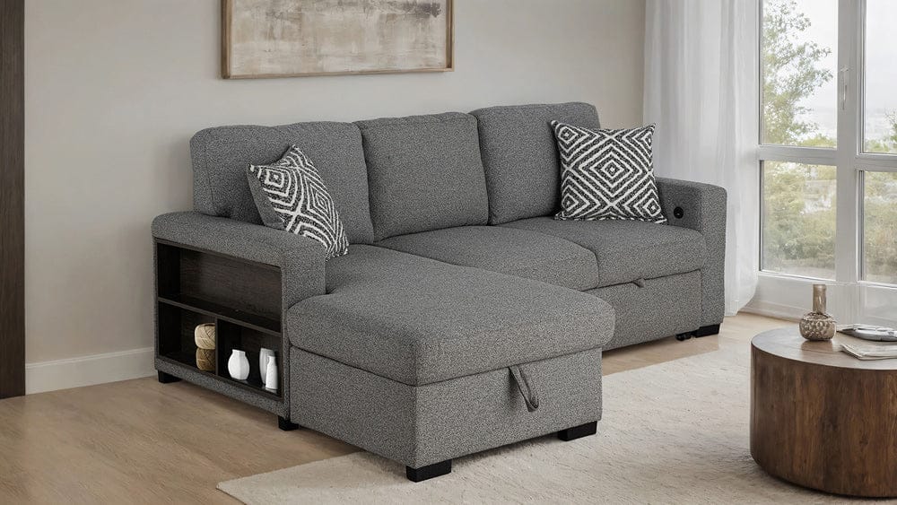 Furniture of America - Chatham Left-Chaise Sectional in Gray - FM64005GY-SECT-L View 4