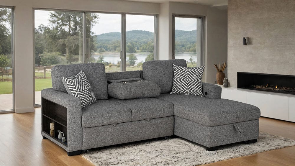 Furniture of America - Chatham Right-Chaise Sectional in Gray - FM64005GY-SECT-R View 1