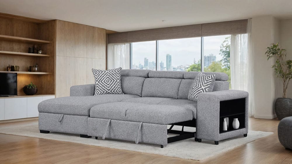 Furniture of America - Chatteris Left-Chaise Sectional in Gray - FM64000GY-SECT-L View 3