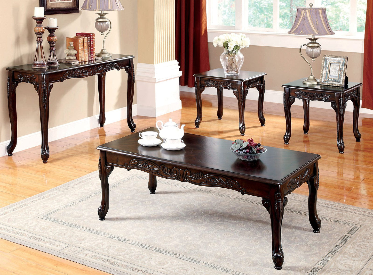 Furniture of America - Cheshire Sofa Table in Dark Cherry - CM4914S View 2