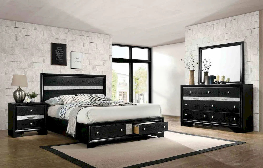 Furniture of America - Chrissy - 3 Pc. Queen Bedroom Set - Black - CM7552BK-Q-4PC view 1