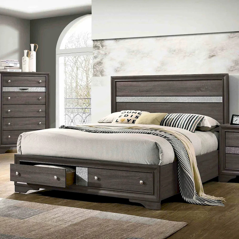 Furniture of America - Chrissy - 3 Pc. Queen Bedroom Set - Gray - CM7552GY-Q-4PC view 2