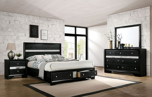 Furniture of America - Chrissy 5 Pc. Queen Bedroom Set w/ 2NS in Black - CM7552BK-Q-5PC-2NS View 1