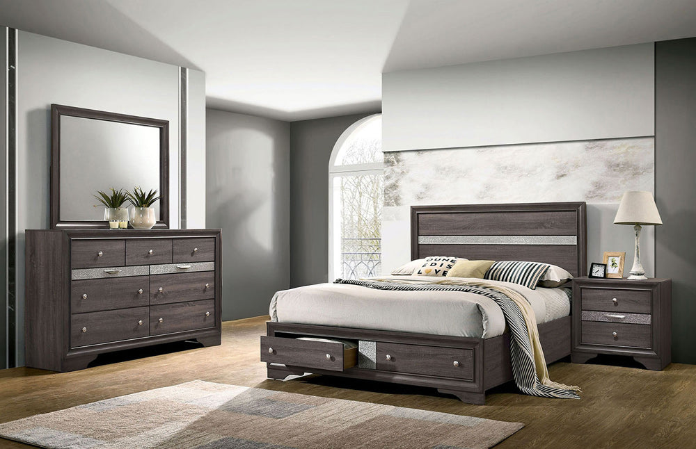 Furniture of America - Chrissy 5 Pc. Queen Bedroom Set w/ 2NS in Gray - CM7552GY-Q-5PC-2NS View 1