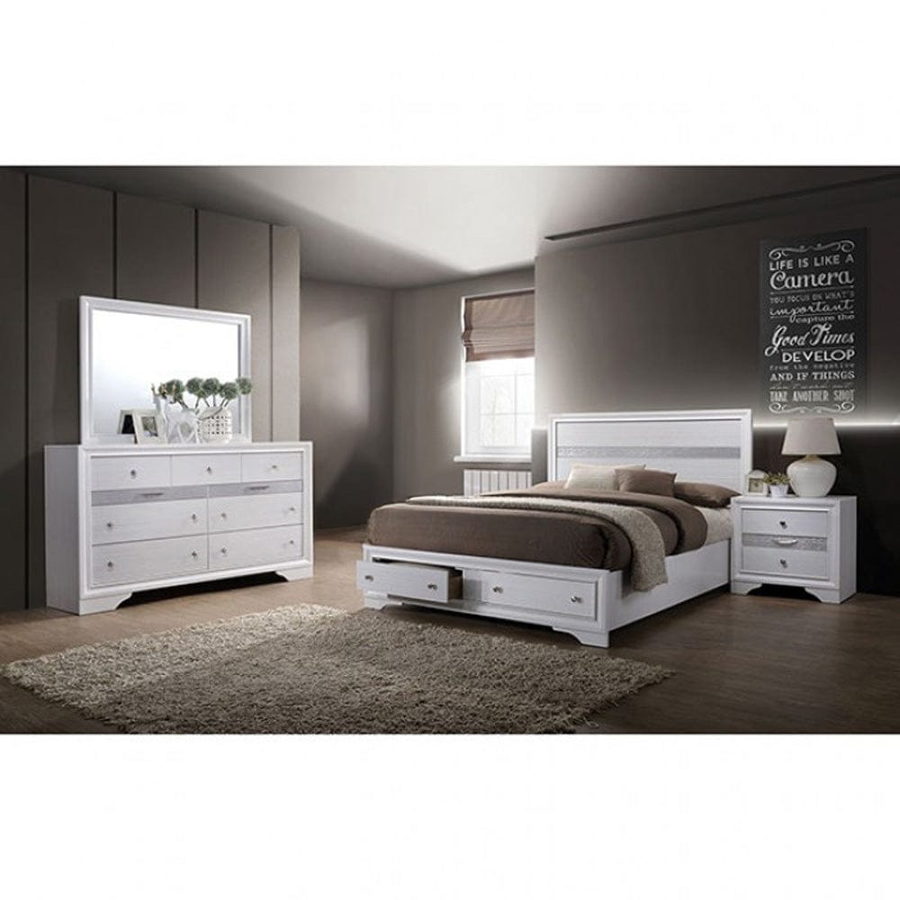 Furniture of America - Chrissy 5 Pc. Queen Bedroom Set w/ 2NS in White - CM7552Q-5PC-2NS